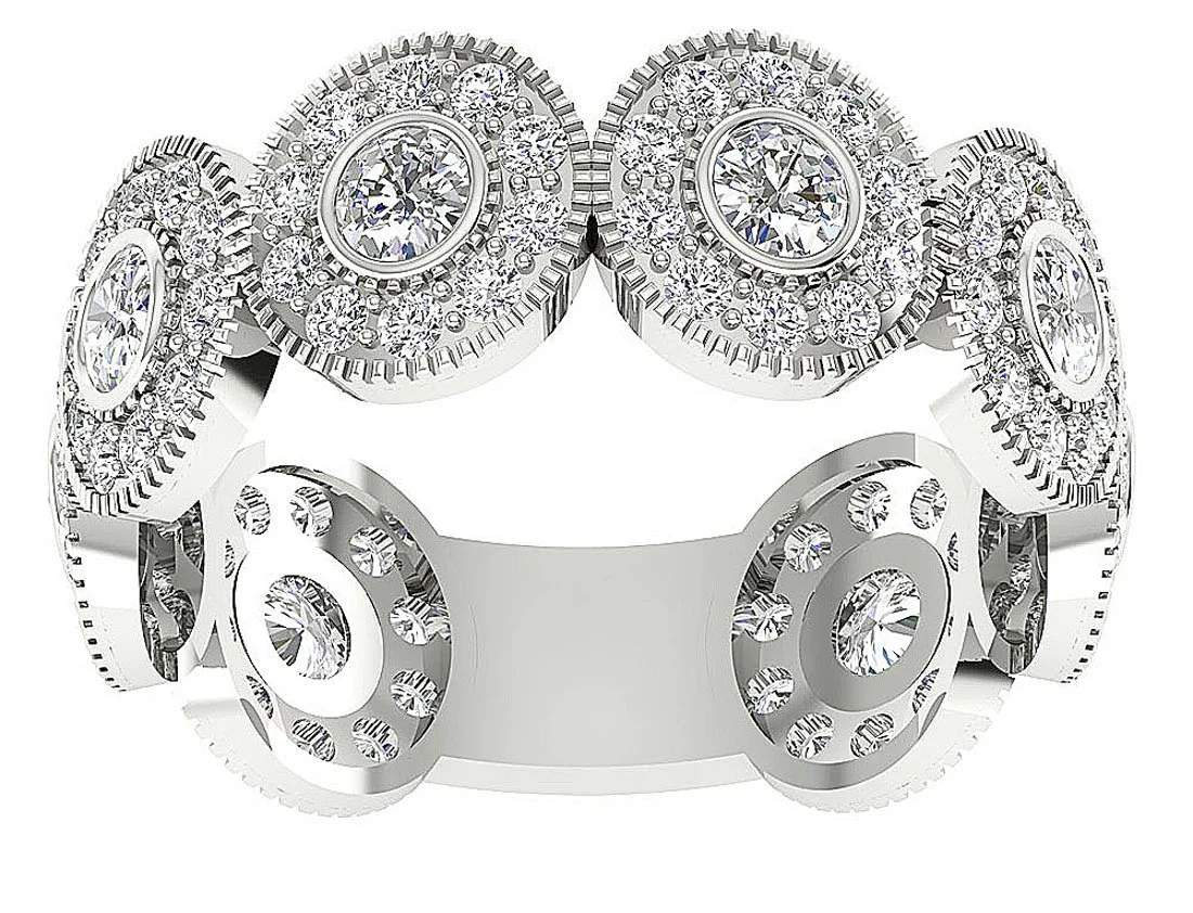 The Royal Halo Round Cut Diamond Yellow Gold Full Eternity Wedding Ring For Women - Image 4