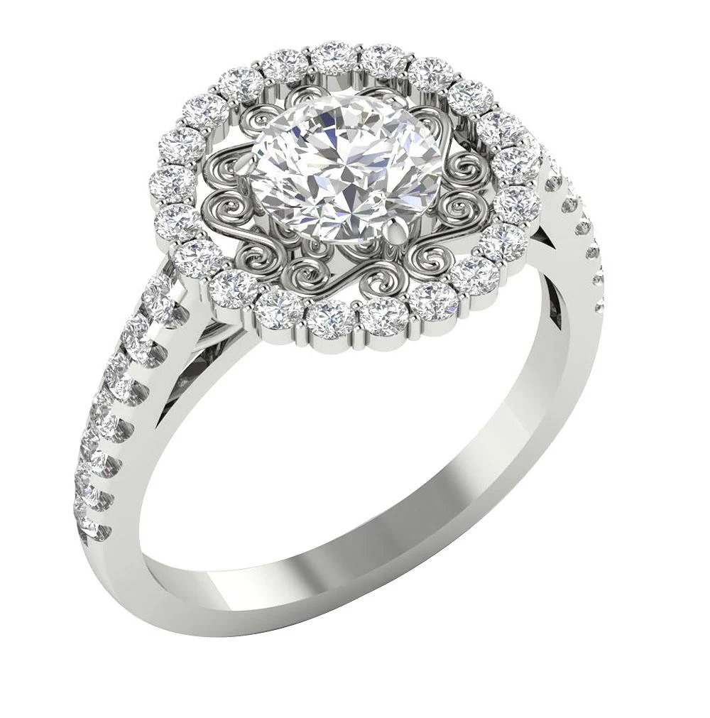 The Royal Designer Solitaire Engagement Ring Round Diamond 14K Gold Prong Setting - Image 3
