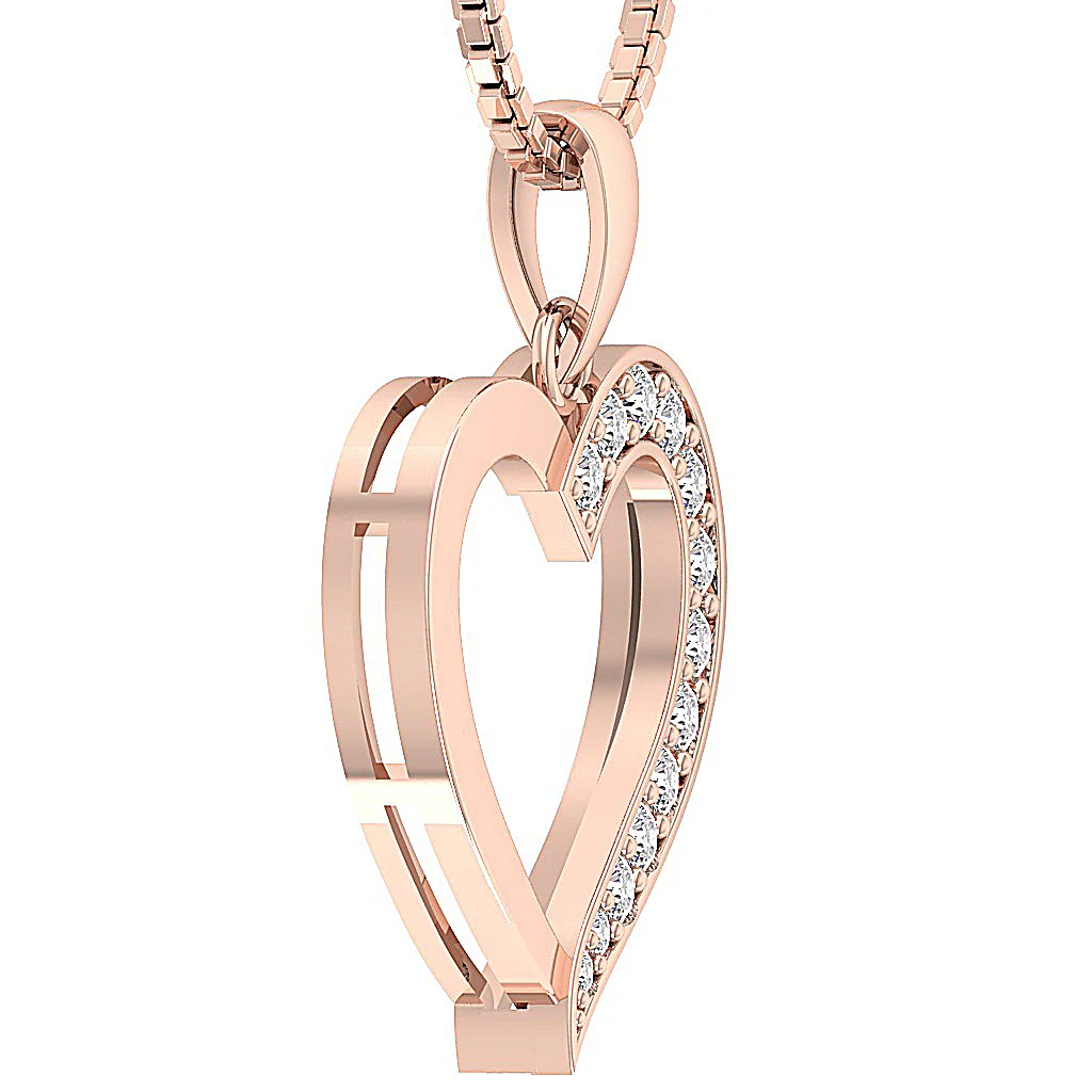 The Russell Genuine Diamond Rose Gold Heart Locket Pendant Gift for Her - Image 9