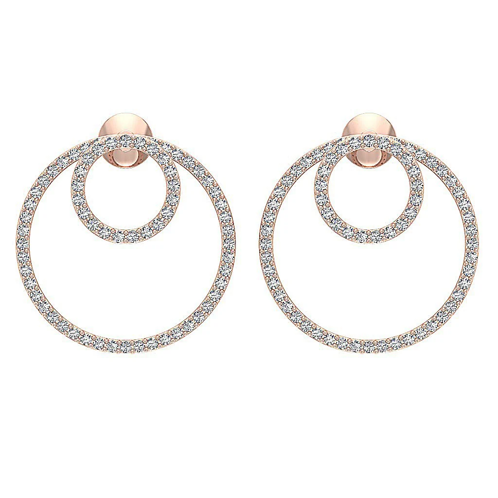 The Ryan Sparkly Natural Diamond White Gold Circle Fashion Stud Earring - Image 9