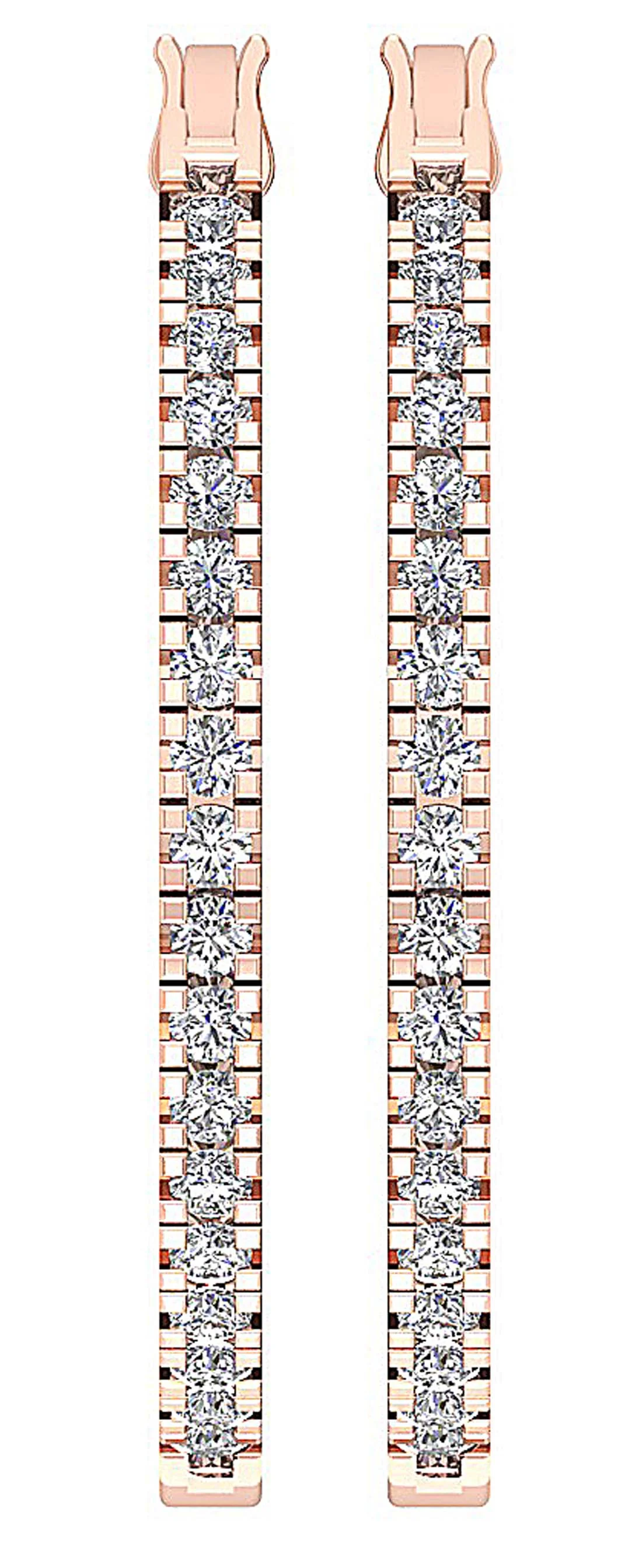 The Ryder 14K White Gold 1.20 Inch Hoop Earring Inout Side Round Diamond Prong Set - Image 7