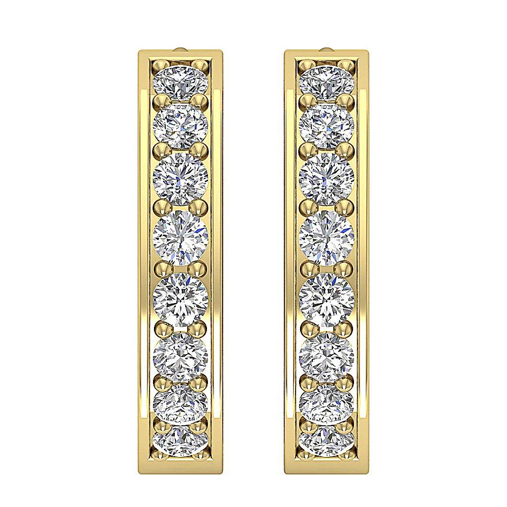 The Ryker In Out Side Genuine Round Diamond Hoop Earring For Women 14K Gold - Image 5