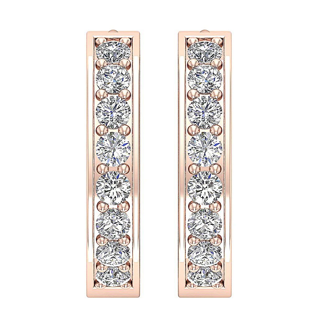 The Ryker In Out Side Genuine Round Diamond Hoop Earring For Women 14K Gold - Image 6