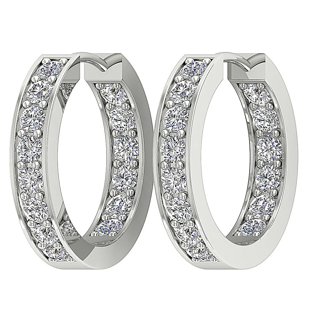 The Ryker In Out Side Genuine Round Diamond Hoop Earring For Women 14K Gold - Image 7