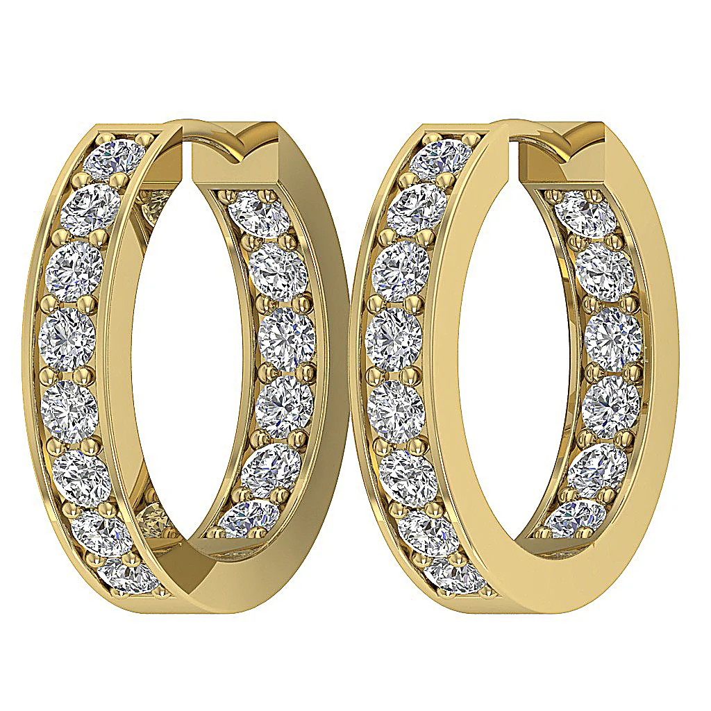 The Ryker In Out Side Genuine Round Diamond Hoop Earring For Women 14K Gold - Image 8