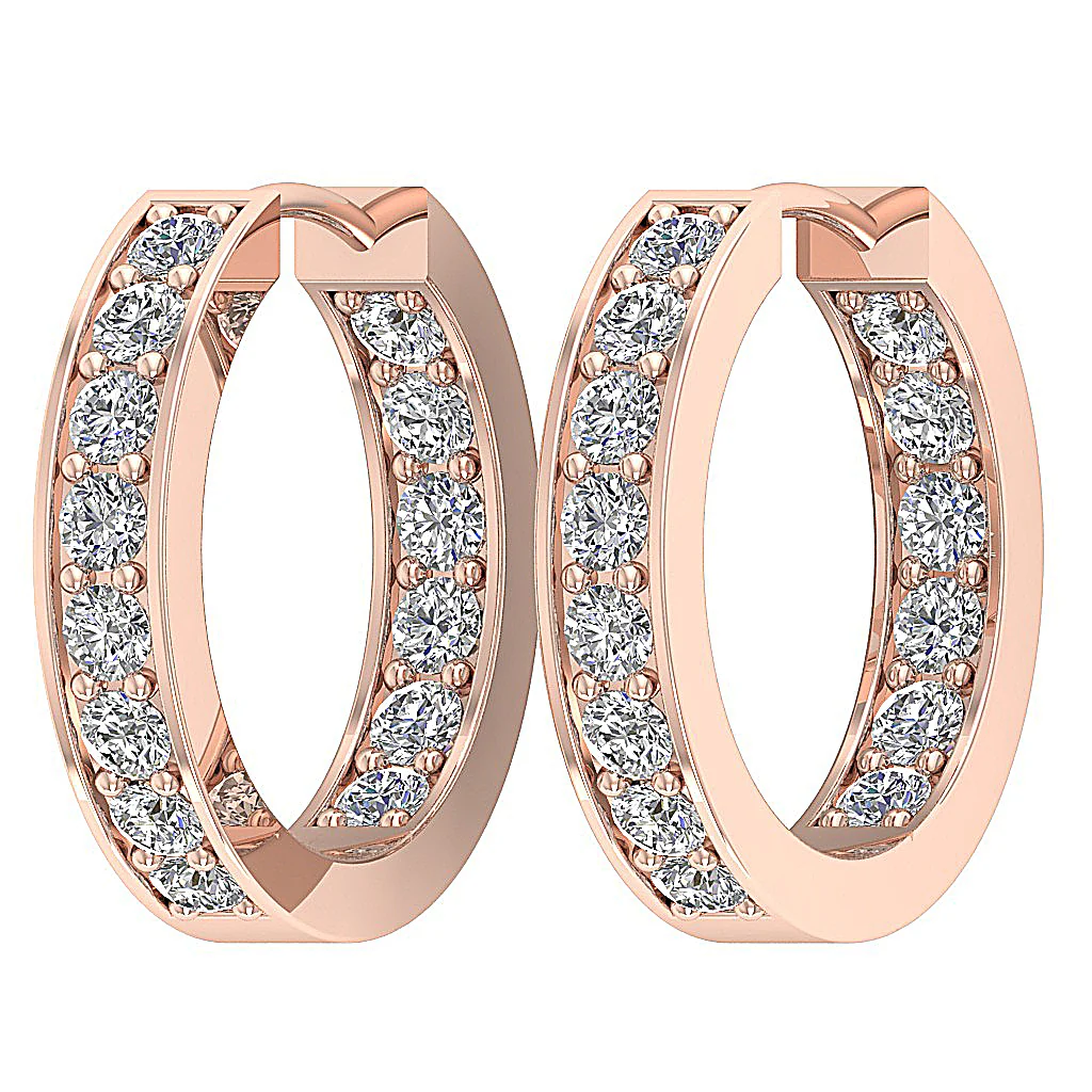 The Ryker In Out Side Genuine Round Diamond Hoop Earring For Women 14K Gold - Image 9