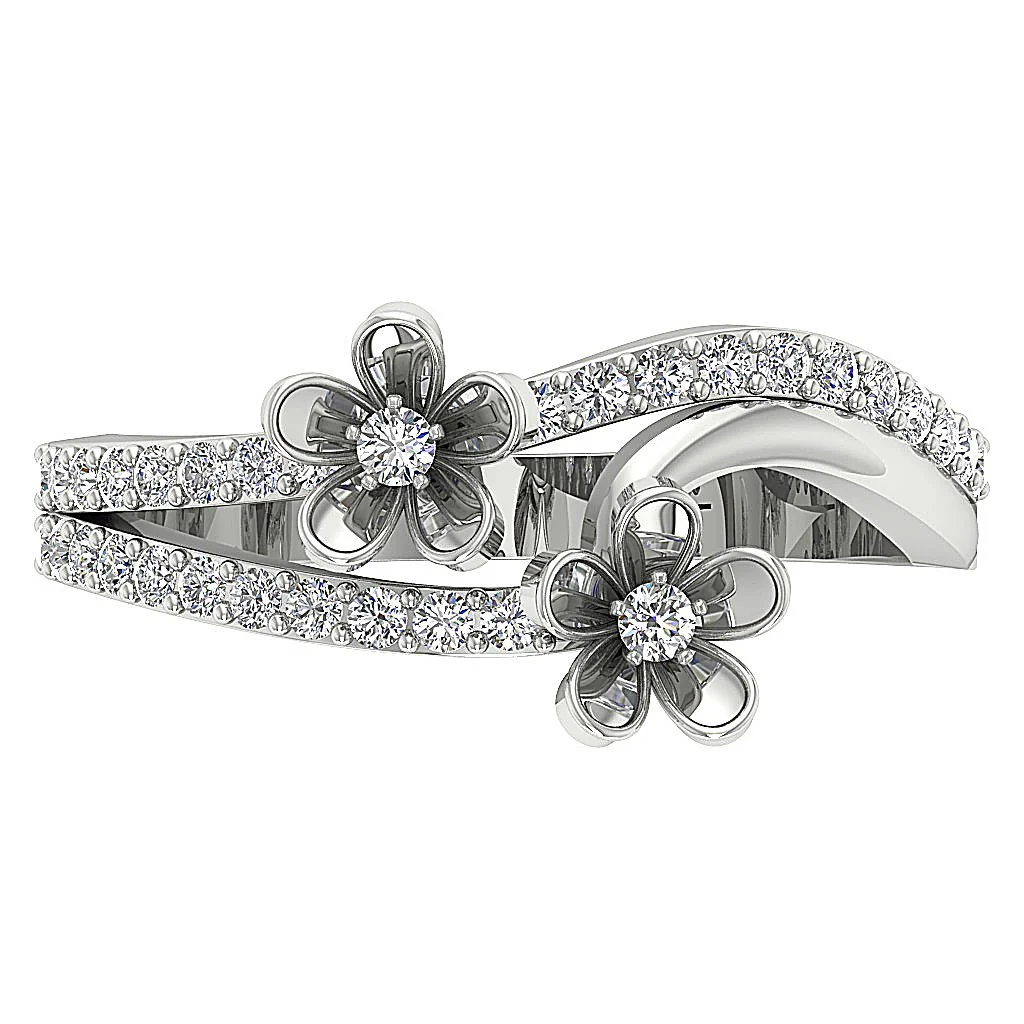 The Rylan Flower Engagement Ring For Women Natural Diamond 14K White Gold - Image 7