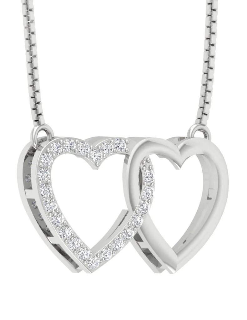 The Rylan Twin Heart Natural Diamond Pendant in Heart Shape 14K Solid Gold 0.55 Inch - Image 6