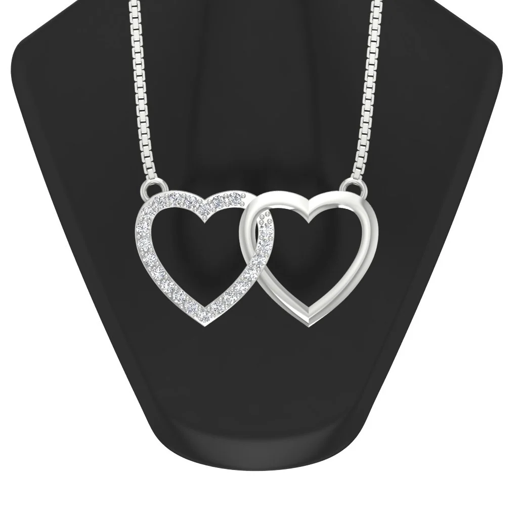 The Rylan Twin Heart Natural Diamond Pendant in Heart Shape 14K Solid Gold 0.55 Inch - Image 8