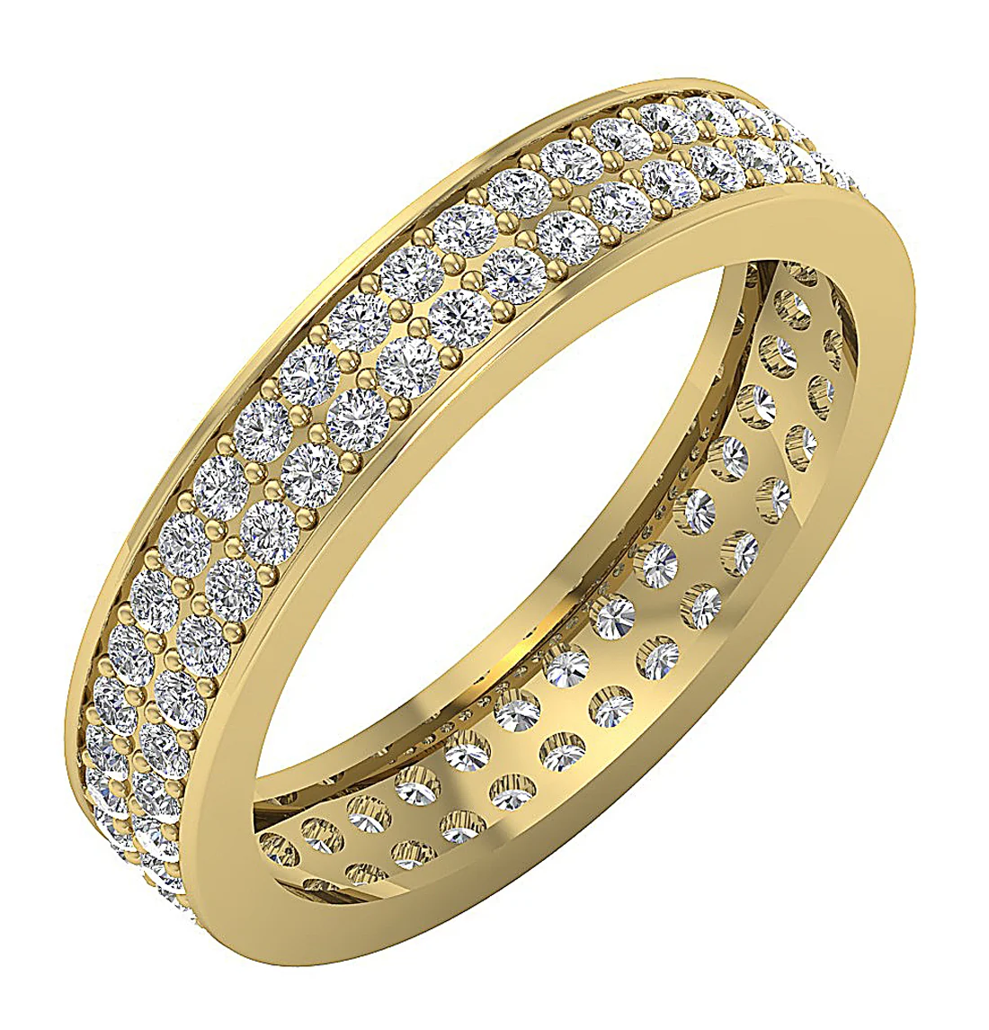 The Sage Classsic Two Row Natural Diamond Eternity Anniversary Gold Ring 3.90 mm - Image 3