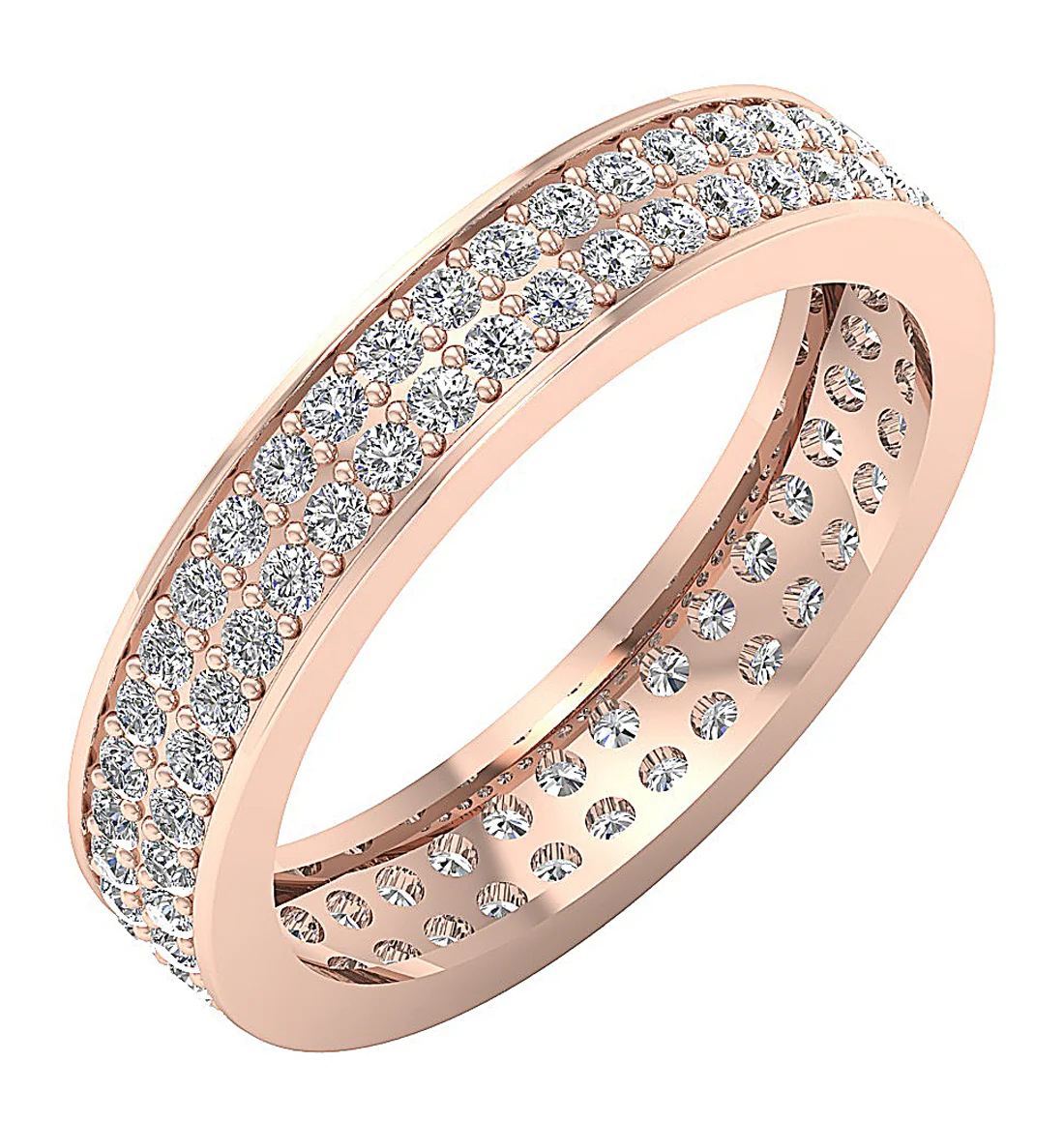 The Sage Classsic Two Row Natural Diamond Eternity Anniversary Gold Ring 3.90 mm - Image 4
