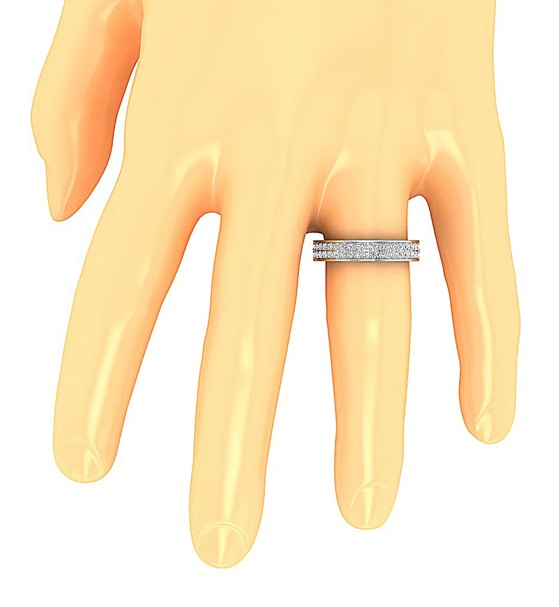 The Sage Classsic Two Row Natural Diamond Eternity Anniversary Gold Ring 3.90 mm - Image 7