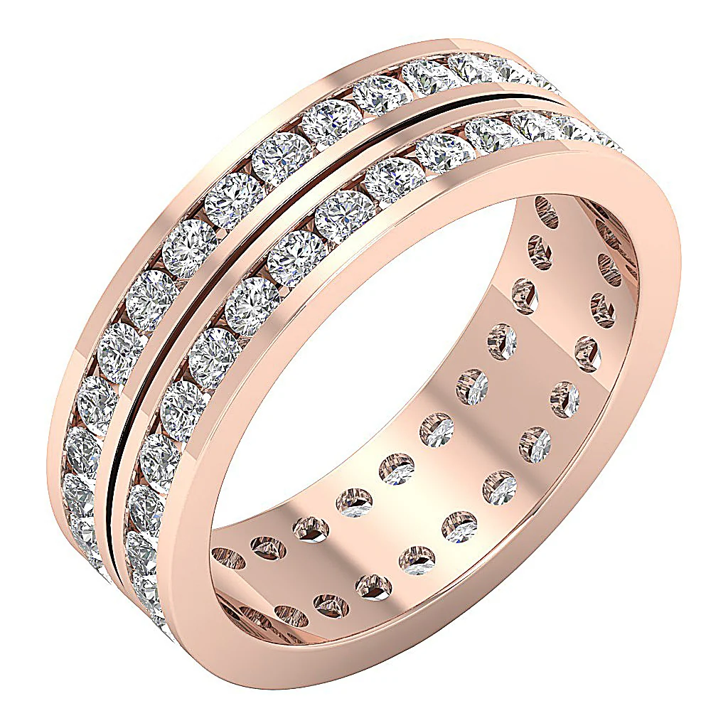 The Saint Channel Set Two Row Full Eternity Wedding Ring Yellow Gold Round Diamond - Image 2