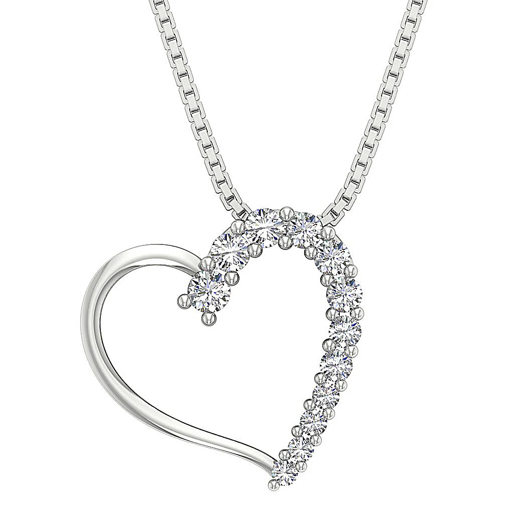 The Samara 14K Gold Round Brilliant Cut Diamond Heart Pendant necklace For Women