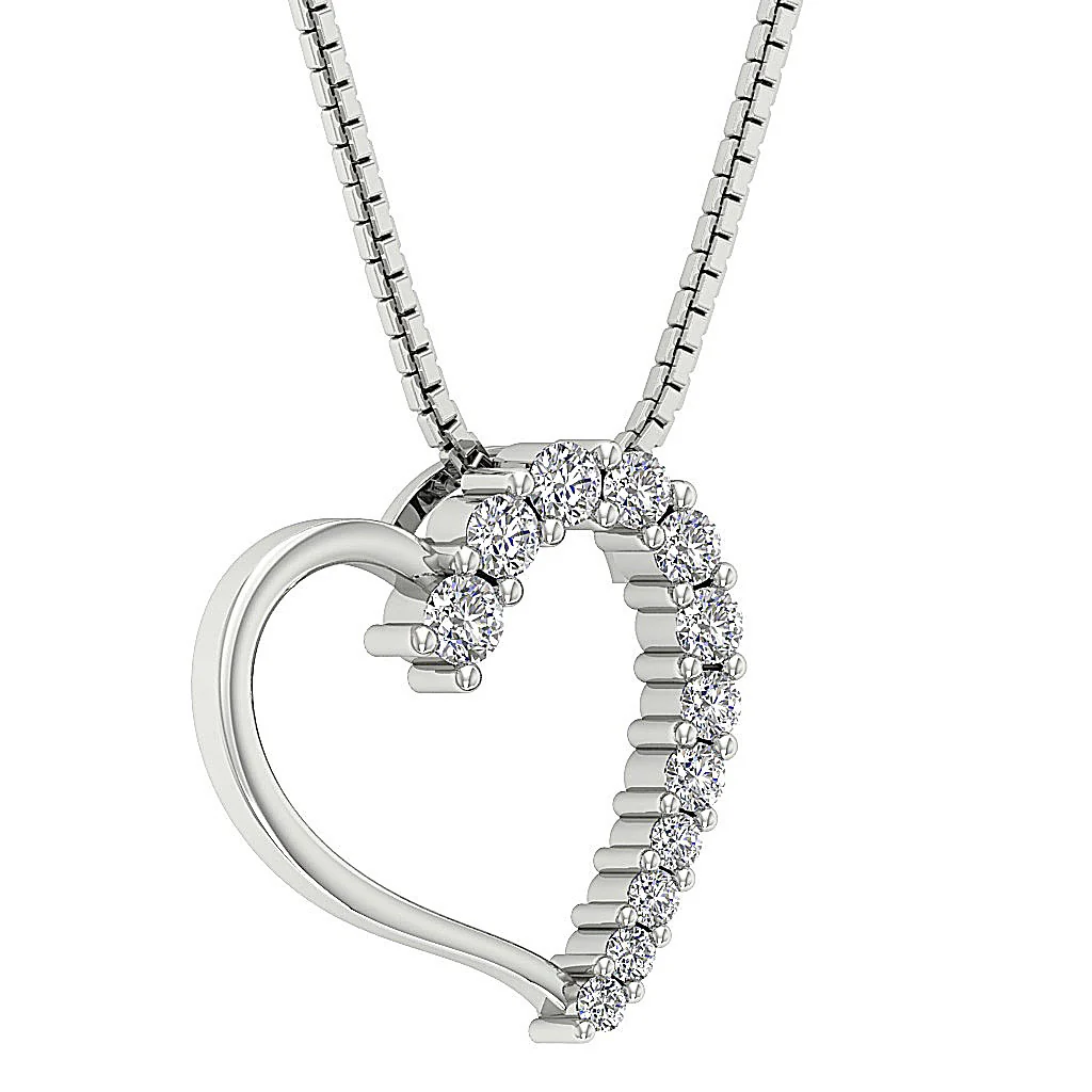 The Samara 14K Gold Round Brilliant Cut Diamond Heart Pendant necklace For Women - Image 4