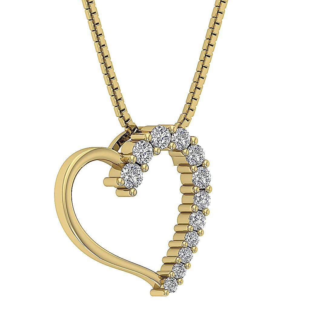 The Samara 14K Gold Round Brilliant Cut Diamond Heart Pendant necklace For Women - Image 5