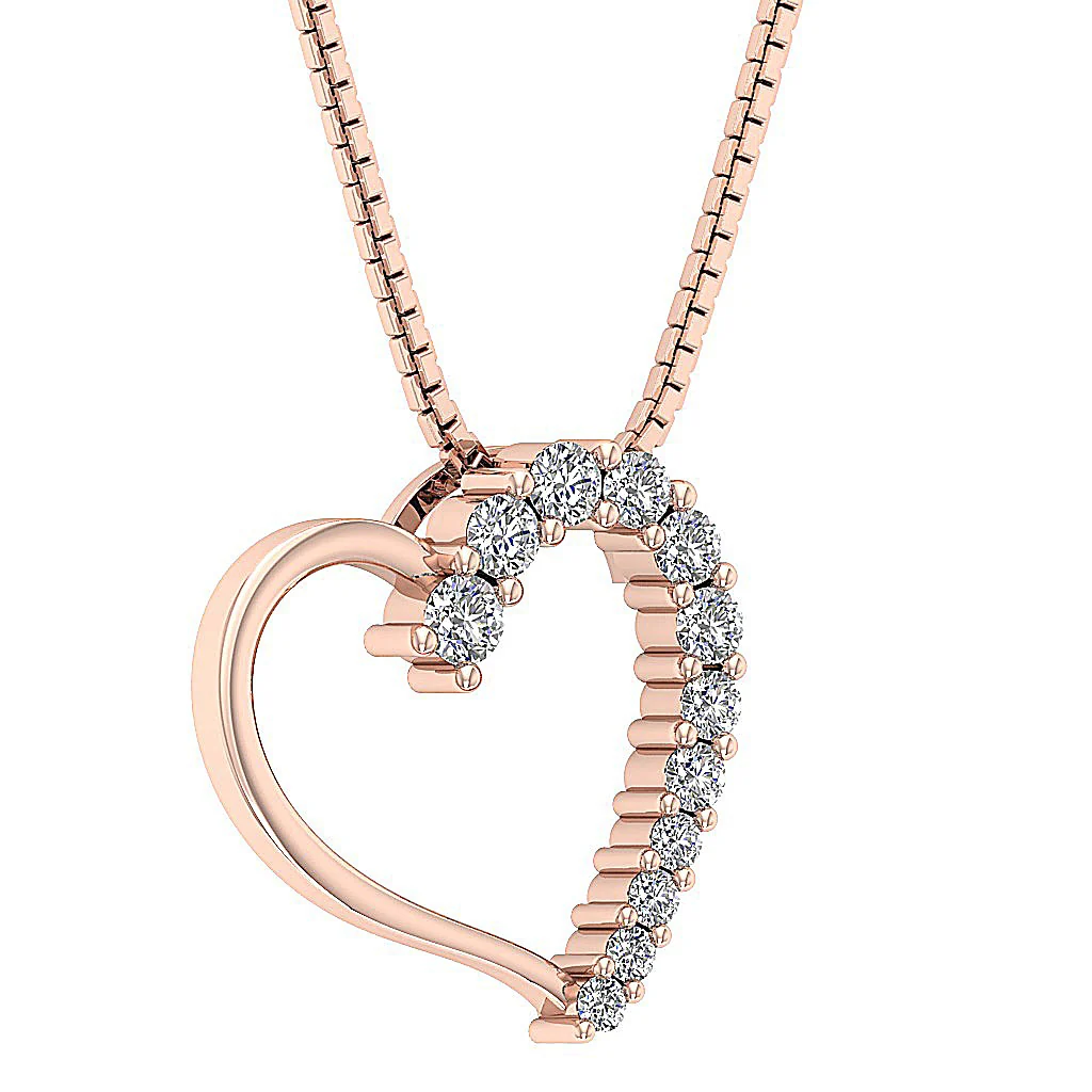 The Samara 14K Gold Round Brilliant Cut Diamond Heart Pendant necklace For Women - Image 6