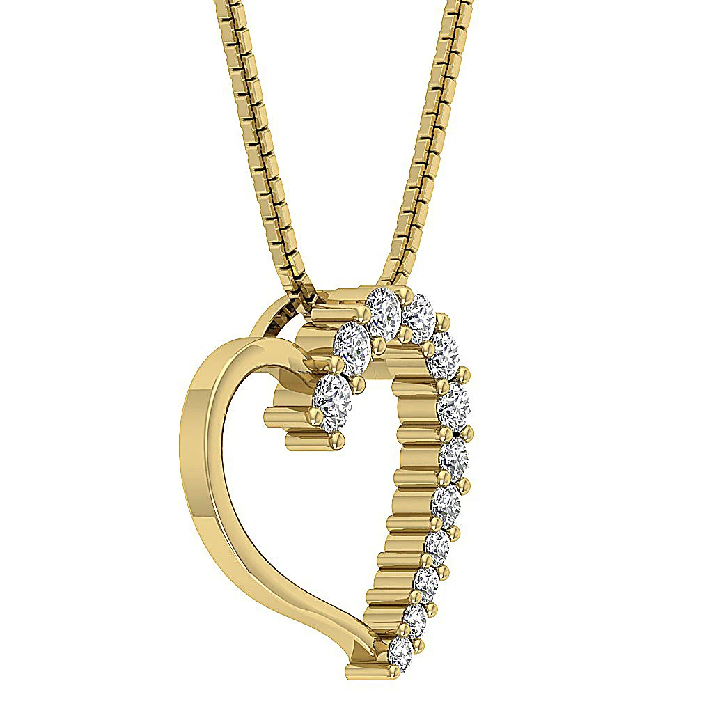 The Samara 14K Gold Round Brilliant Cut Diamond Heart Pendant necklace For Women - Image 8