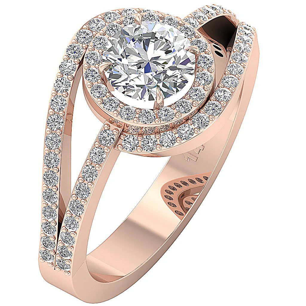 The Samira Solitaire With Accents Round Brilliant Cut Diamond Ring 14K Gold 12.30 mm - Image 3