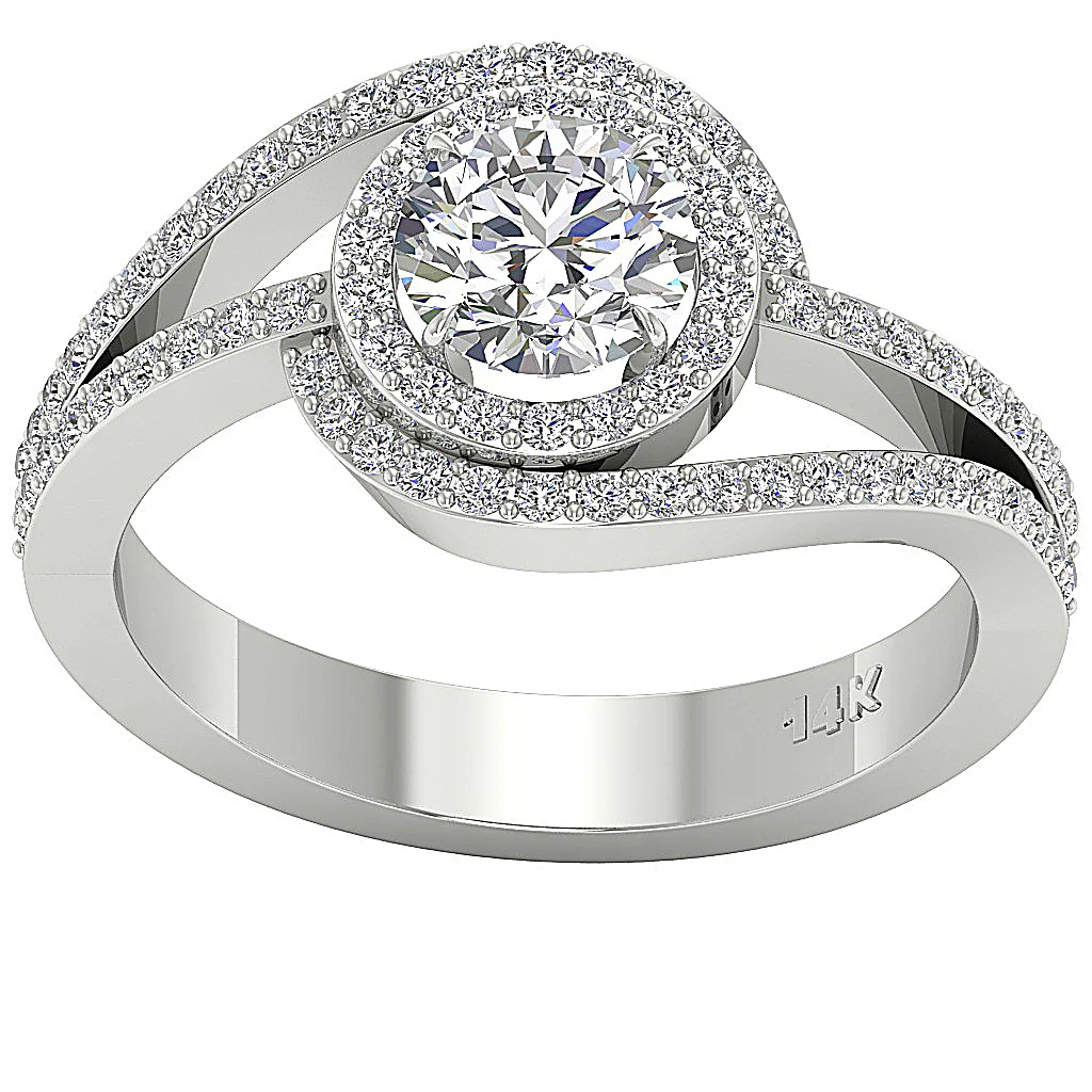 The Samira Solitaire With Accents Round Brilliant Cut Diamond Ring 14K Gold 12.30 mm - Image 4