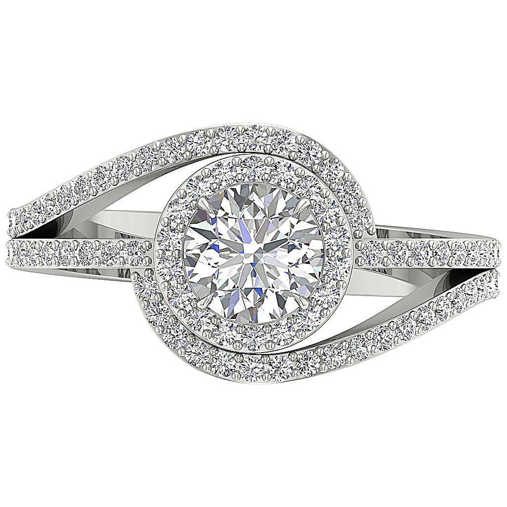 The Samira Solitaire With Accents Round Brilliant Cut Diamond Ring 14K Gold 12.30 mm - Image 6
