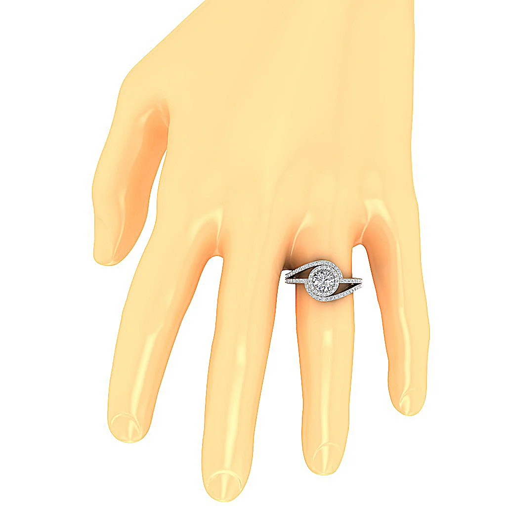 The Samira Solitaire With Accents Round Brilliant Cut Diamond Ring 14K Gold 12.30 mm - Image 7