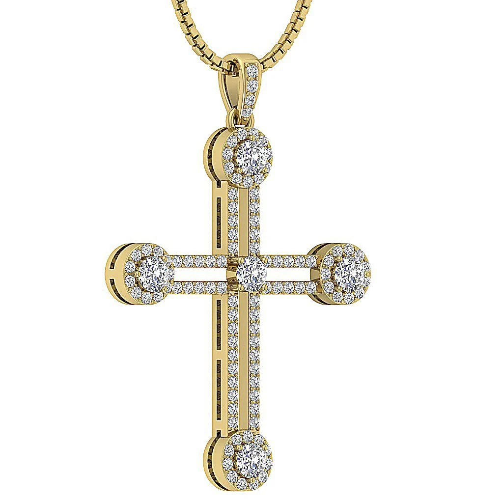 The Santiago Designer Cross Pendant necklace For Women 14K Rose Gold Round Diamond - Image 3