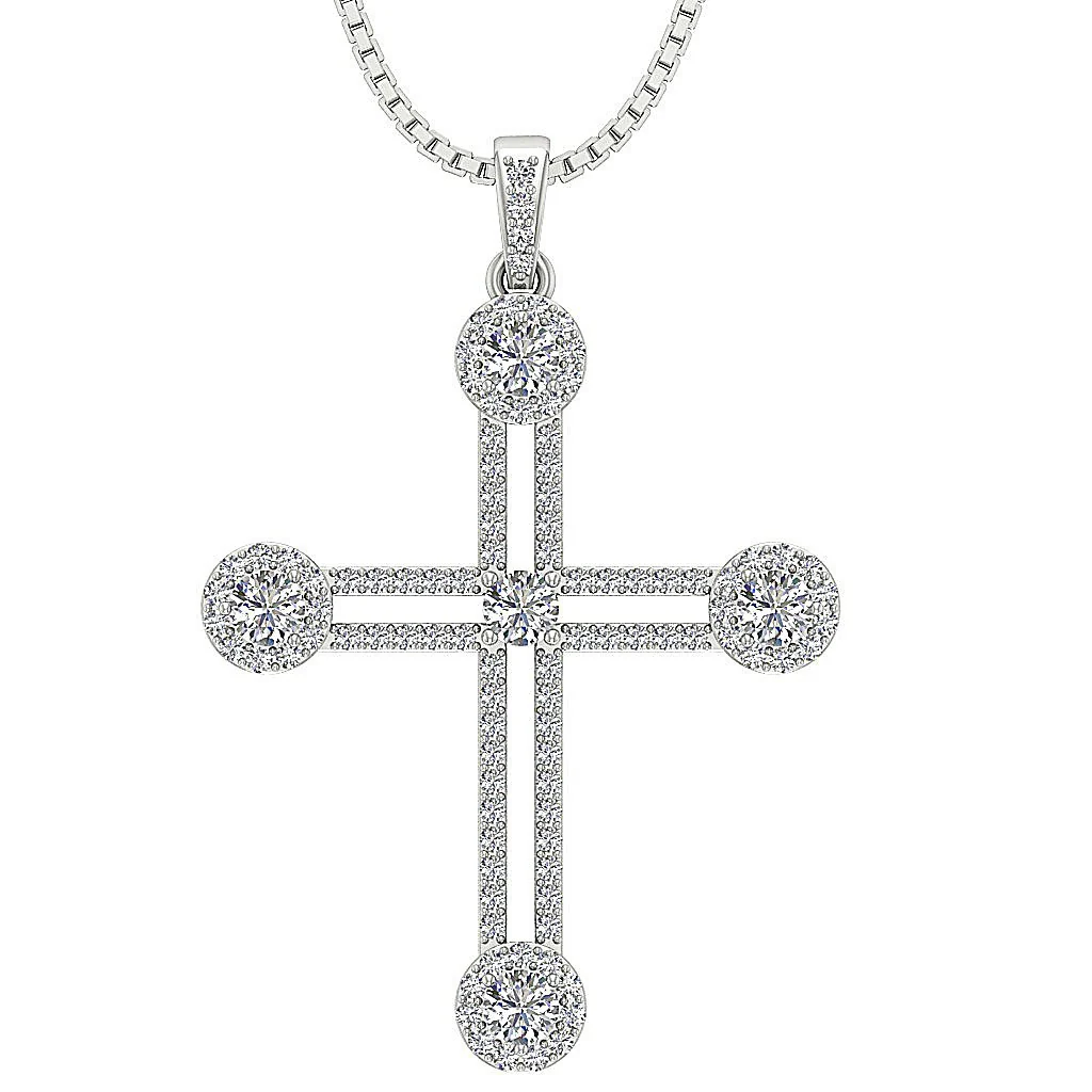 The Santiago Designer Cross Pendant necklace For Women 14K Rose Gold Round Diamond - Image 5