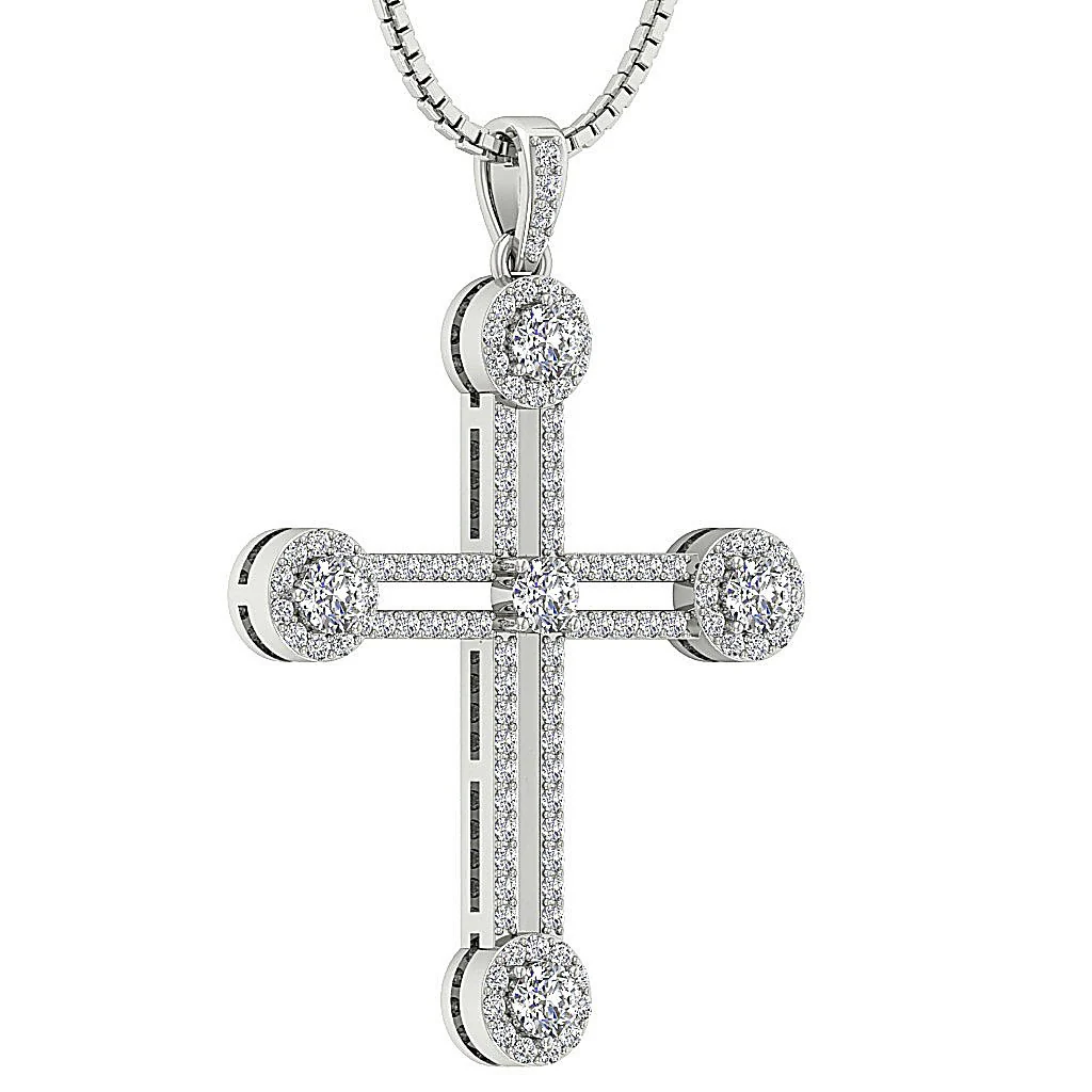The Santiago Designer Cross Pendant necklace For Women 14K Rose Gold Round Diamond - Image 6