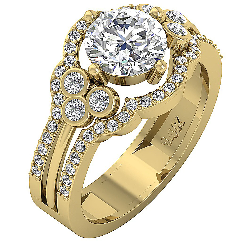 The Sapphire Accent Solitaire Diamond Engagement Ring 14K White Yellow Rose Gold - Image 3