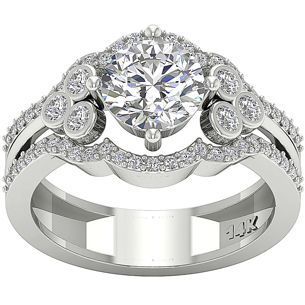 The Sapphire Accent Solitaire Diamond Engagement Ring 14K White Yellow Rose Gold - Image 4