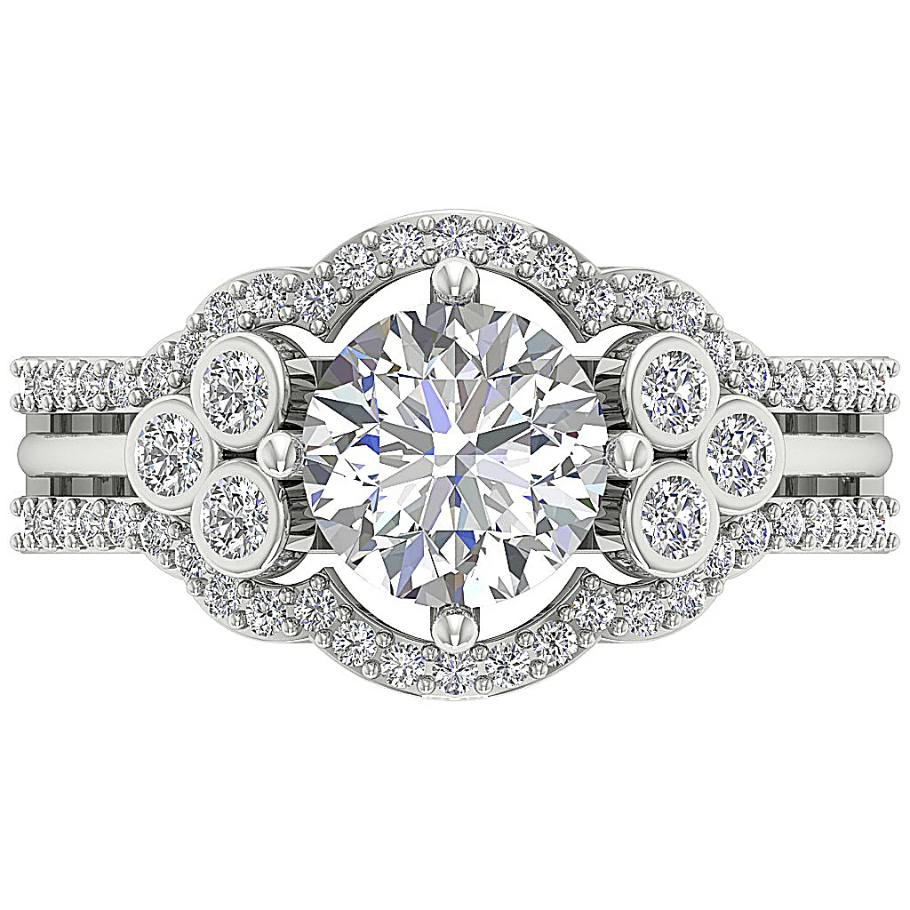 The Sapphire Accent Solitaire Diamond Engagement Ring 14K White Yellow Rose Gold - Image 6