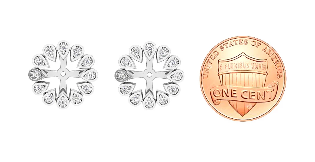 The Gracelynn Prong Set Removable Jacket Earring Genuine  Diamond 14K White Gold - Image 9