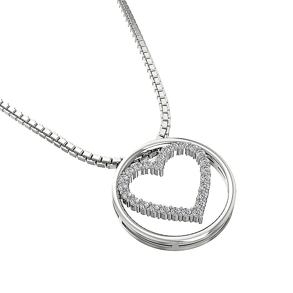 The Sebastian Beautiful Circle Heart Pendant Necklace For Her 14K Gold Round Diamond - Image 4