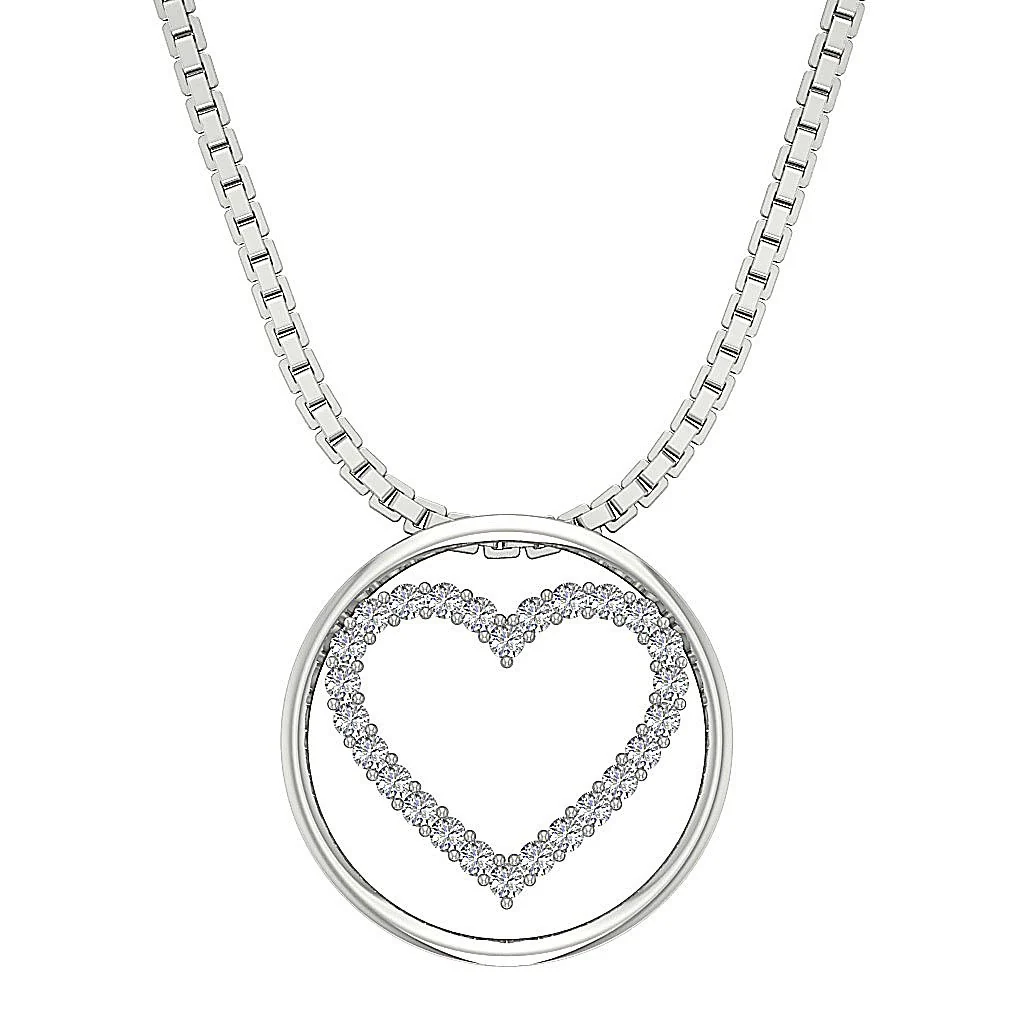 The Sebastian Beautiful Circle Heart Pendant Necklace For Her 14K Gold Round Diamond - Image 5