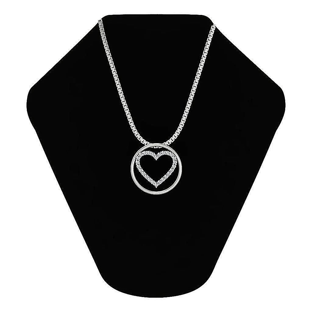 The Sebastian Beautiful Circle Heart Pendant Necklace For Her 14K Gold Round Diamond - Image 6