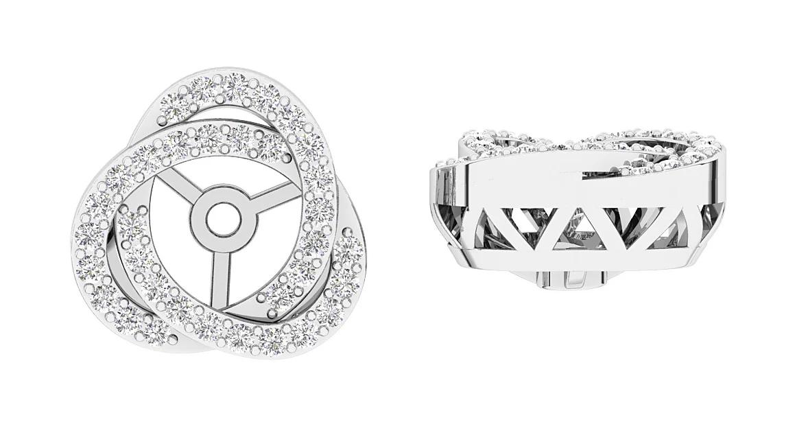 I1/SI1/VS1/VVS1 0.60Ct Round Prong Set Diamond Designer Jacket Earring 14K Gold 12.70 mm - Image 5