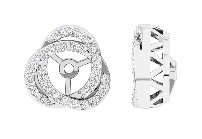I1/SI1/VS1/VVS1 0.60Ct Round Prong Set Diamond Designer Jacket Earring 14K Gold 12.70 mm - Image 6