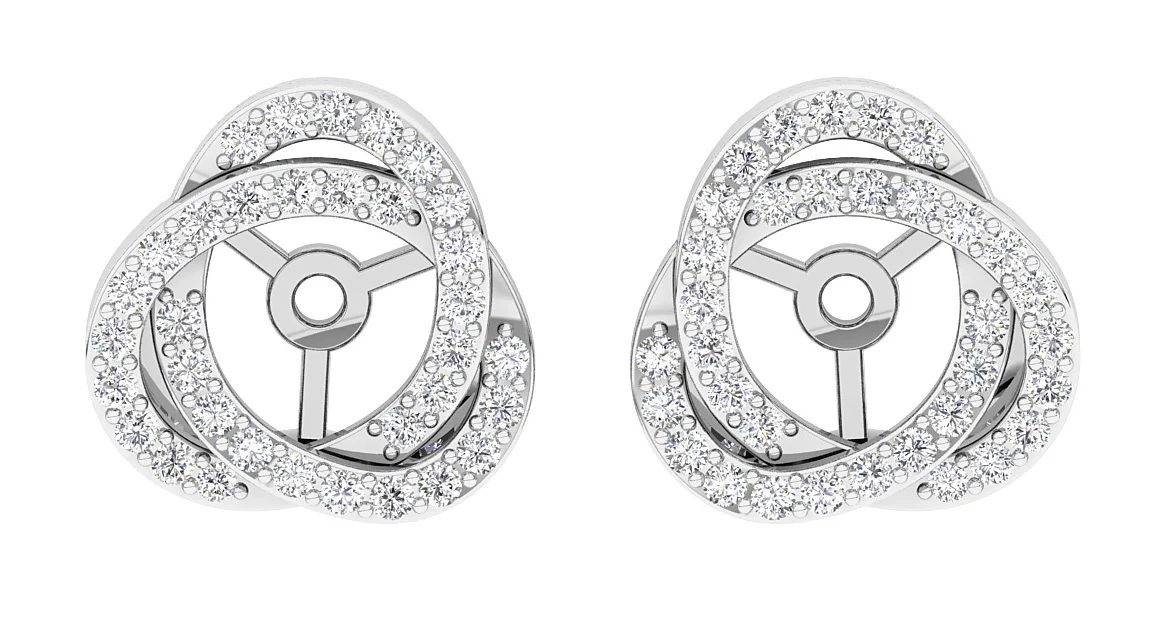 I1/SI1/VS1/VVS1 0.60Ct Round Prong Set Diamond Designer Jacket Earring 14K Gold 12.70 mm - Image 9