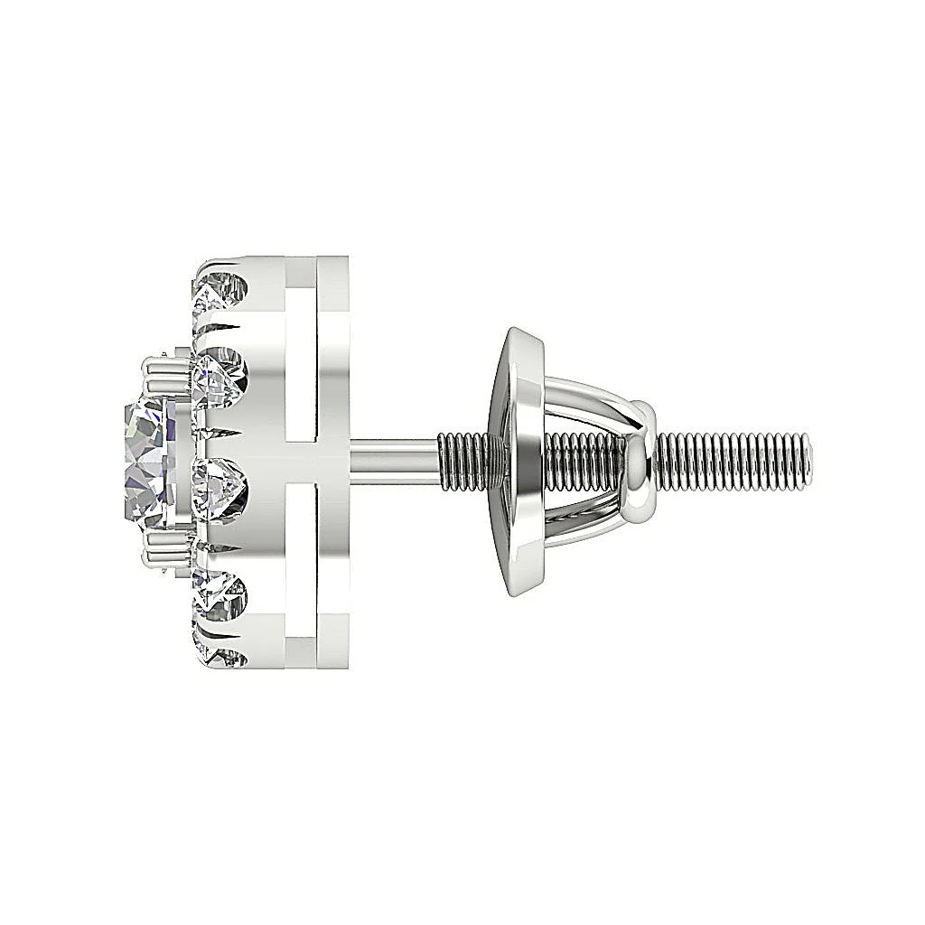 I1/SI1 G 1.15Ct Genuine Diamond Solitaire Halo Studs Earrings Screw Back Rose Gold - Image 10