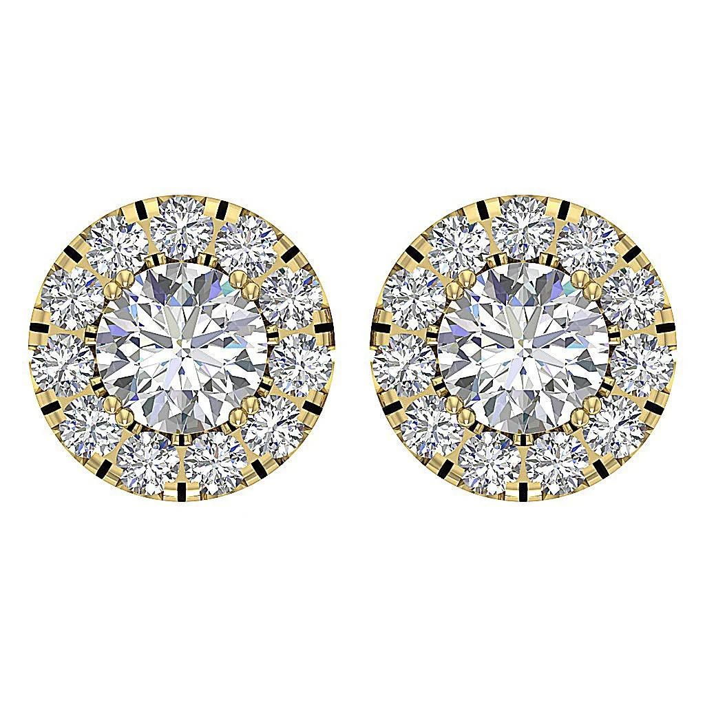 I1/SI1 G 1.15Ct Genuine Diamond Solitaire Halo Studs Earrings Screw Back Rose Gold - Image 11