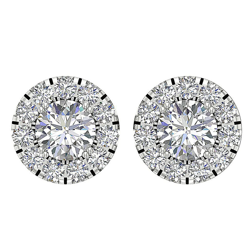 I1/SI1 G 1.15Ct Genuine Diamond Solitaire Halo Studs Earrings Screw Back Rose Gold - Image 7