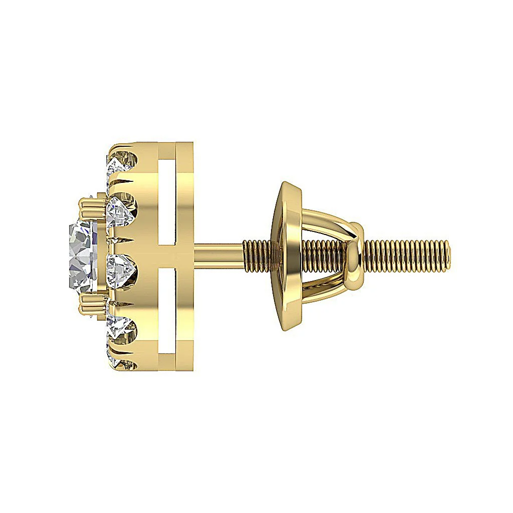 I1/SI1 G 1.15Ct Genuine Diamond Solitaire Halo Studs Earrings Screw Back Rose Gold - Image 9