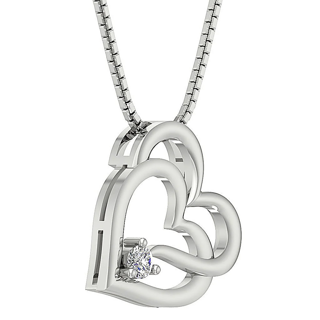 The Selena Twisted Double Heart Solitaire Diamond Pendant With Chain 14K Rose Gold - Image 4