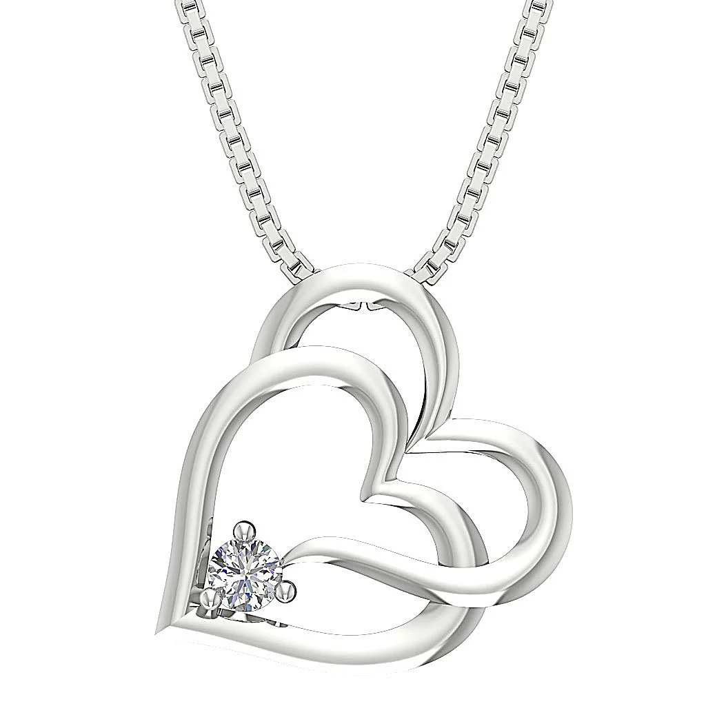 The Selena Twisted Double Heart Solitaire Diamond Pendant With Chain 14K Rose Gold - Image 5
