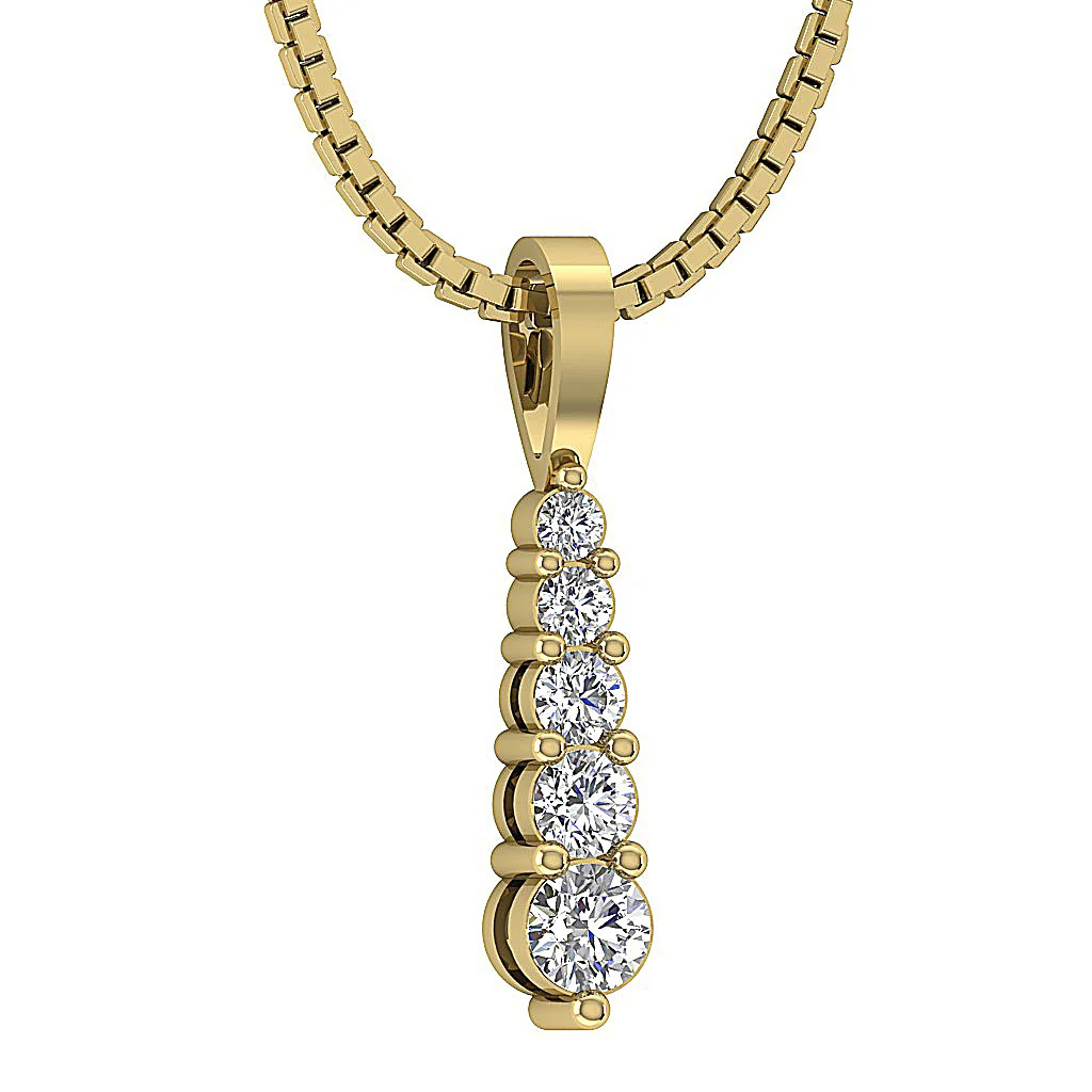 The Sergio Round Brilliant Cut Diamond 14k Solid Gold Journey Pendant Necklace - Image 5