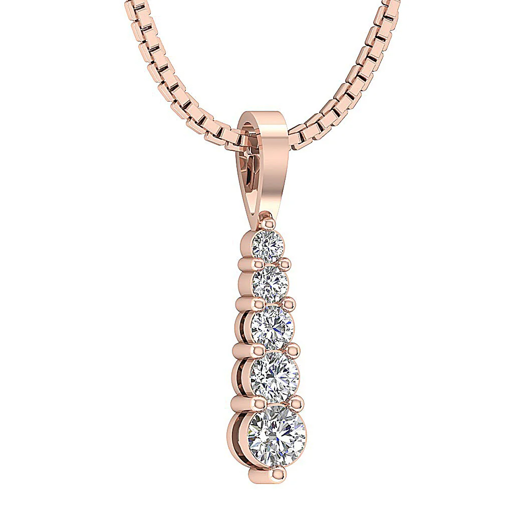 The Sergio Round Brilliant Cut Diamond 14k Solid Gold Journey Pendant Necklace - Image 6