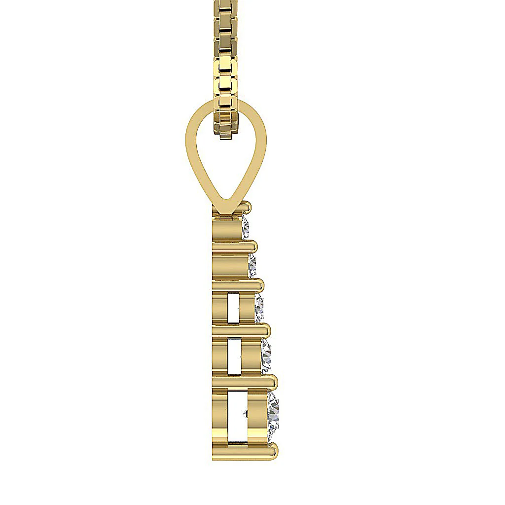The Sergio Round Brilliant Cut Diamond 14k Solid Gold Journey Pendant Necklace - Image 8