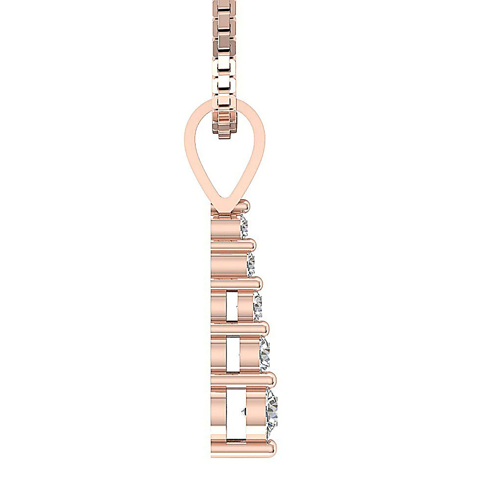 The Sergio Round Brilliant Cut Diamond 14k Solid Gold Journey Pendant Necklace - Image 9