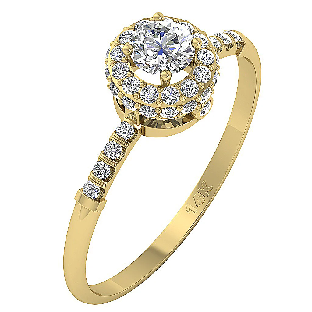 The Shepherd 14k Yellow Gold Genuine Diamond Beautiful Halo Solitaire Ring For Her